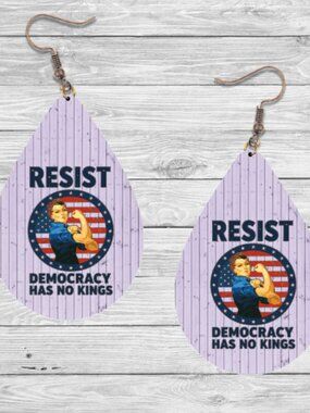 Democracy- No KIngs: Womens Rights Earrings
